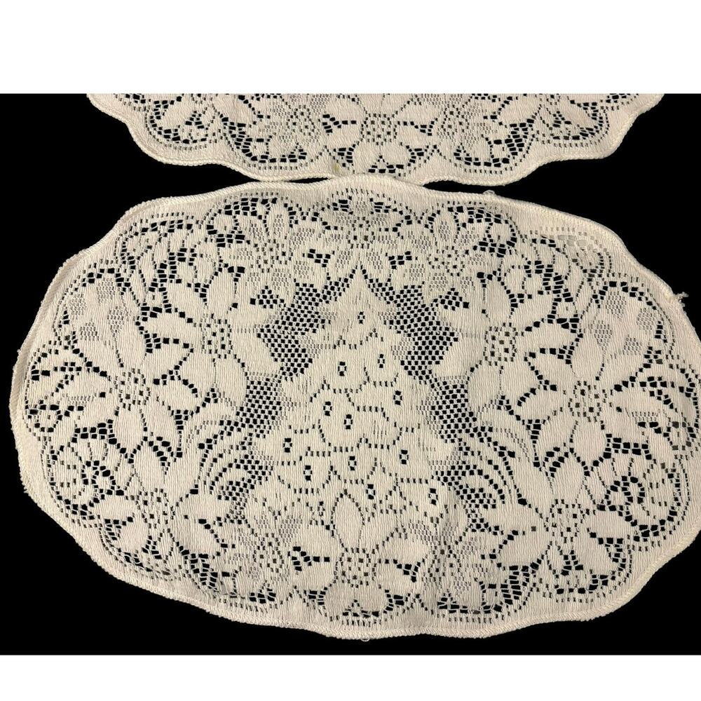 Vintage Lace Placemats Set 4 Christmas Tree Design 18.5 x 12 Cottagecore Fairy - Picture 3 of 11